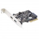 2-Port USB PCIe Card with 10Gbps/Port - USB 3.1/3.2 Gen 2 Type-A PCI Express 3.0 x2 Host C