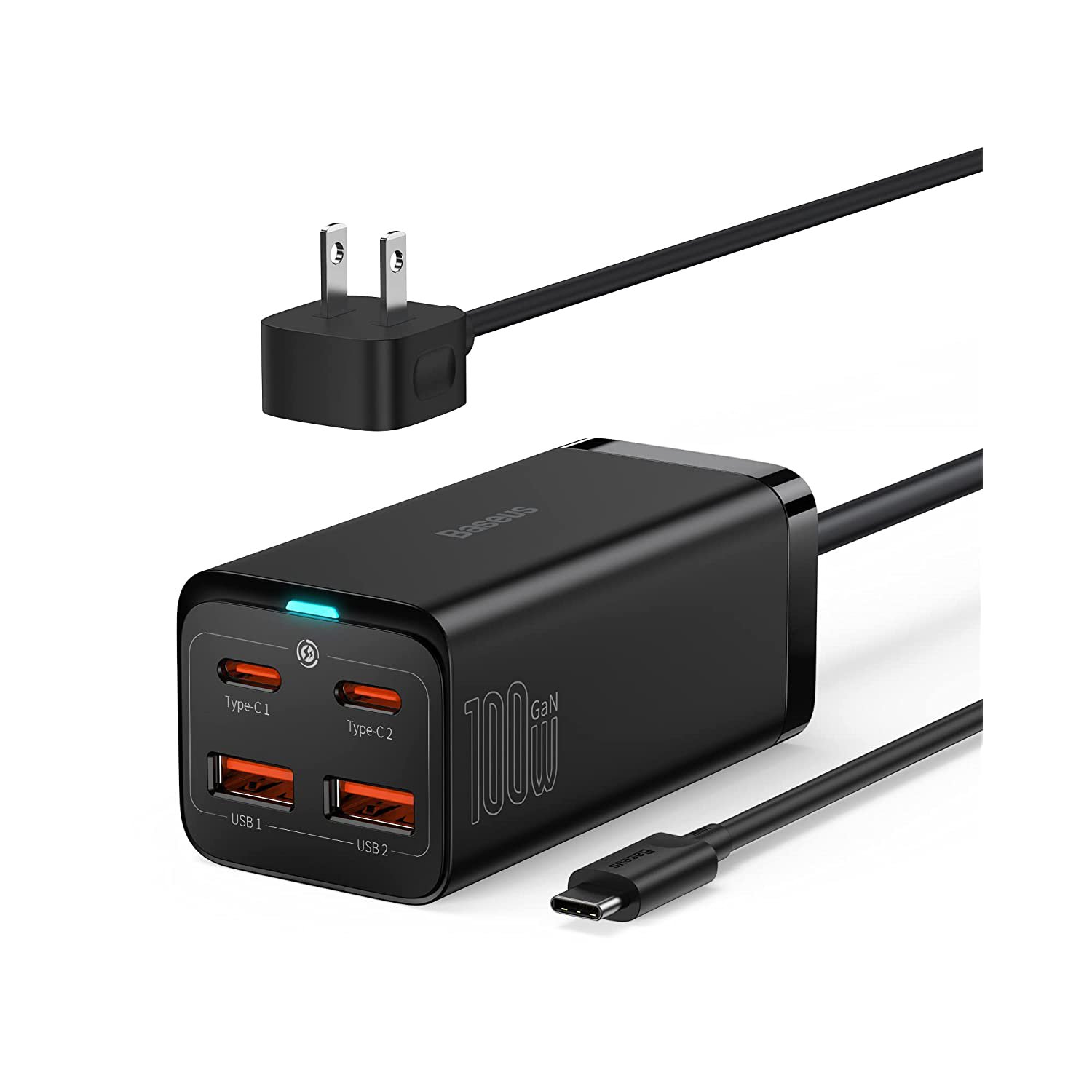 Usb C Charger, 100W Pd Gan3 Fast Wall Charger Block, 4-Ports [2Usb-C + 2Usb] Charging Stat