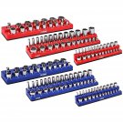 60058 - 6-Pack Set Metric And Sae Magnetic Socket Organizers -Blue And Red -1/4 In, 3/8 In