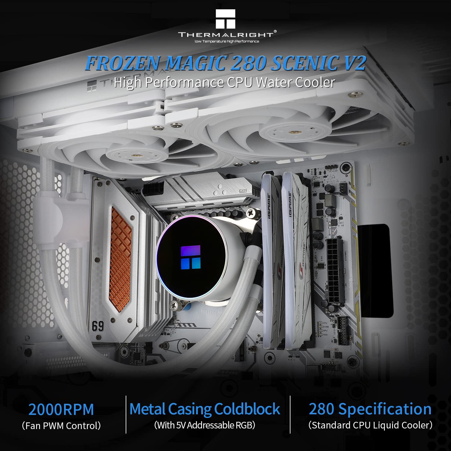 Thermalright Frozen Magic 280 Scenic V2 Water Cooling CPU Cooler, 280 ...