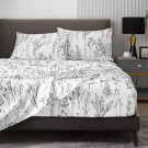 Floral Bed Sheets King Size, 18 Inches Deep Pocket Sheets 1800 Thread Count, Black And Whi