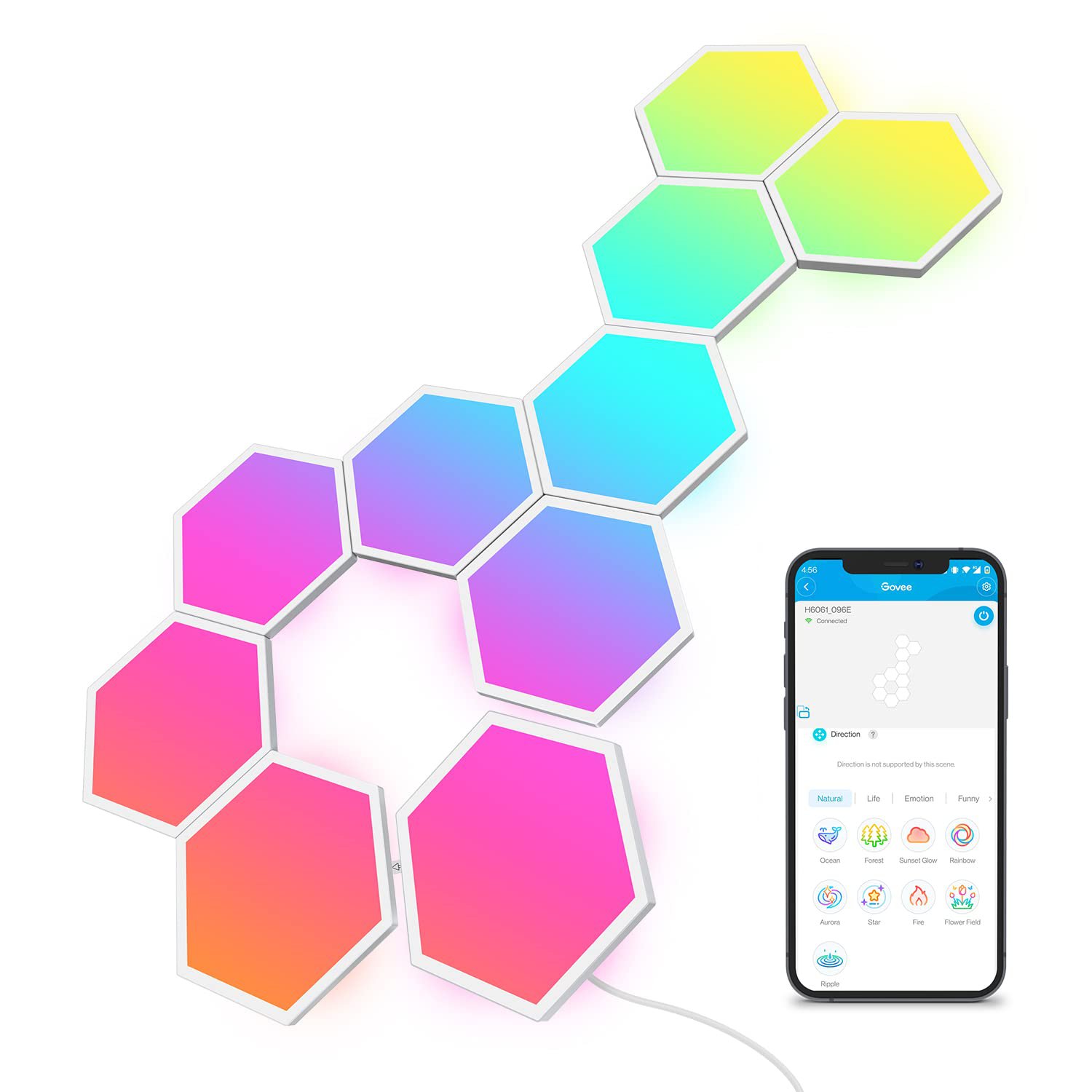 Glide Hexa Light Panels, Rgbic Led Hexagon Wall Lights, Wi-Fi Smart Home Decor Creative Li