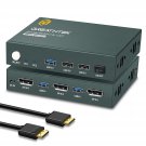 Usb 3.0 Kvm Switch Displayport 2 Port 4K@60Hz, Dp Kvm With Usb 3.0 & Usb 2.0 Port, Kvm Swi