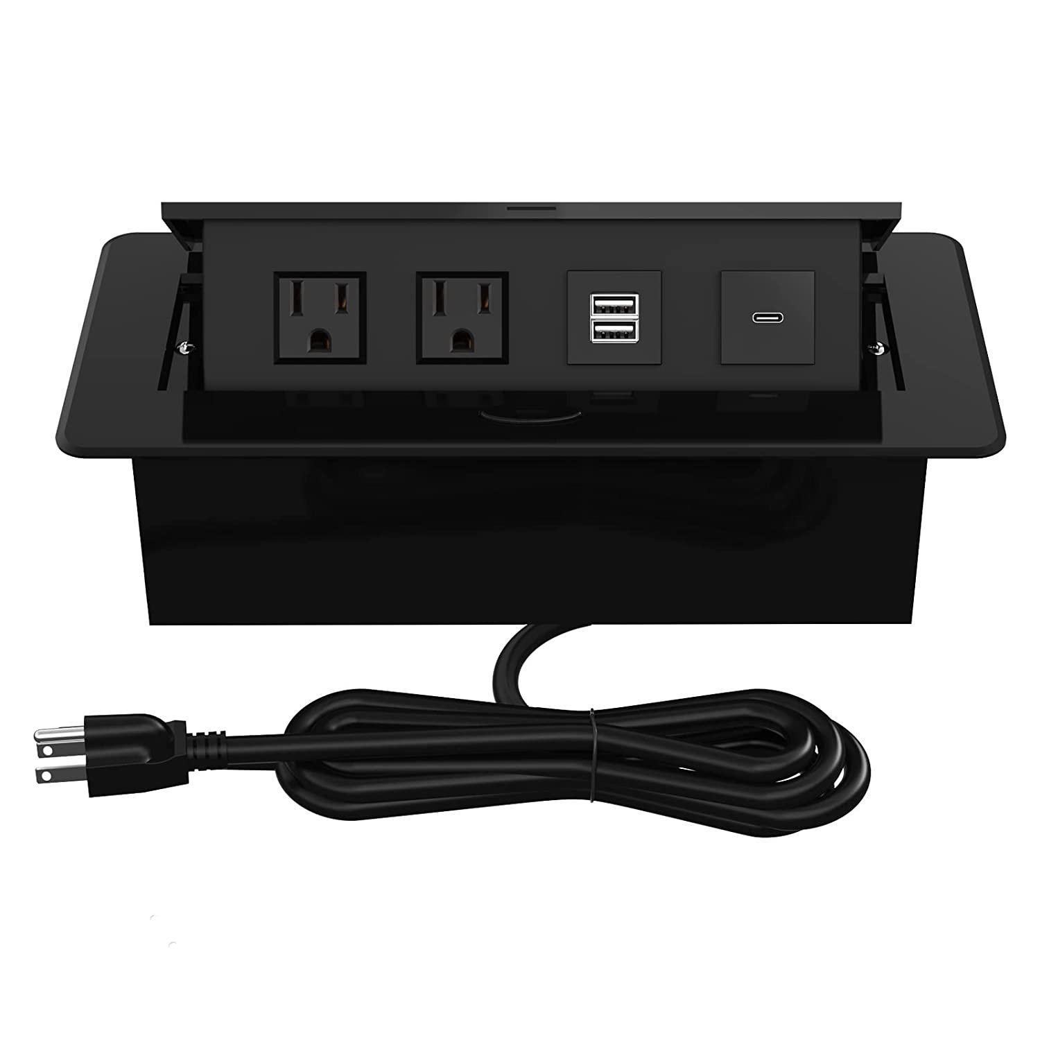 Pop Up Power Strip With Usb C Ports Recessed Power Grommet Outlet Hub Connectivity Box P 3145