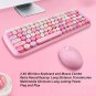 Wireless Keyboard Mouse Combo With 100 Retro Round Keys, Colorful Retro Typewriter Flexibl