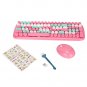 Wireless Keyboard Mouse Combo With 100 Retro Round Keys, Colorful Retro Typewriter Flexibl