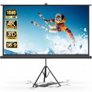 Projector Screen With Stand, 100 Inch Portable Movie Projector Screen And Stand For Outdoo