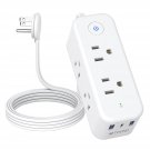 Ultra Flat Plug Power Strip - TROND 5ft Flat Extension Cord, Surge Protector with USB C Po