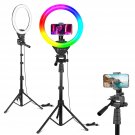 12" Rgb Ring Light With Tripod Stand And Phone Holder, Selfie Led Lighting With 62" Phone