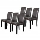 Set Of 6 Dining Room Brown Parson Chairs Kitchen Formal Elegant Leather Design