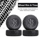 4Pcs Beadlock Tires & Wheels Rims Tire For 1/24 Axial Scx24 90081 Rc Crawler Car