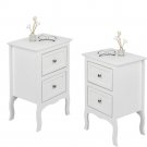 Set Of 2 Nightstand W/2 Drawer For Home Bedroom Sofa Side Bedside Storage White