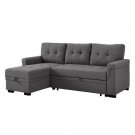Fabric Reversible/Sectional Modern Sleeper Sofa With Storage In Gray