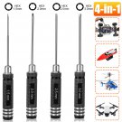 4Pcs Hex Screwdriver Tools Kit Set 1.5/2.0/2.5/3.0 Mm For Rc Helicopter Boat Car