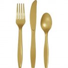 Gold Heavy Duty Plastic Cutlery Assortment 24 Per Pack Tableware Party Supplies