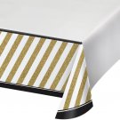 Black and Gold Plastic Banquet Tablecloth 54" x 102" Birthday Party Tableware