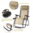 Set of 2 Zero Gravity Chairs Patio Reclining Folding Chairs w/ Pillow Cup Holder