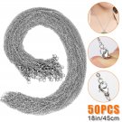 50Pcs Wholesale Stainless Steel Silver Tone Necklace For Diy Jewelry Chains 18In