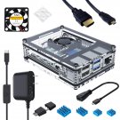 Case For Raspberry Pi 4 With Fan, 3A Usb-C Power Supply, 1.5M Micro Hdmi Cable, Hdmi-Micro Hdmi A