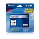 Brother Tape, Retail Packaging, 1/2 Inch, Black on Clear,2 Pack (TZe1312pk)