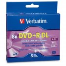 Verbatim DVD+R DL 8.5GB 8X AZO with Branded Surface - 5pk Jewel Case Box - 95311, Silver