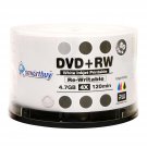 50 Pack Smartbuy Blank DVD+RW 4X 4.7GB 120Min White Inkjet Hub Printable Rewritable DVD Media Disc