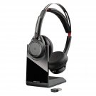 Poly - Voyager Focus UC with Charge Stand (Plantronics) - Bluetooth Dual-Ear (Stereo) Headset with