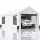 VEVOR Carport Canopy Car Canopy 10 x 20ft with 8 Legs Sidewalls Windows White