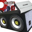 Audiotek AT210WS Dual 10" 1400WX2 Box w/Subwoofer Audiobank 2000W Amplifier +Kit