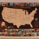 36.5" X 44" Panel America'S National Parks Map Postcards Cotton Fabric D472.42