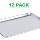 12 Pack Full Size Aluminum 18" X 26" Bun Sheet Baking Pan Wire In Rim Commercial