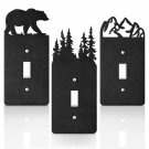 3 Pieces Metal Bear Toggle Light Switch Wall Plate Black Light Switch Cover Bear Forest Mountain M