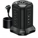 Power Strip Surge Protector Tower- 9 Ac Multiple Outlets With 4 Usb Ports (1 Usb C),10 Ft Long Hea