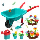 Kids Gardening Tool Set, Garden Toys With Wheelbarrow, Watering Can, Shovel, Flower Garden Buildin