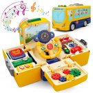 School Bus Toy With Sound And Light Simulation Steering Wheel Driving Toy Toddlers School Bus Toys