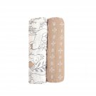 Soft Muslin Swaddle, Soft Swaddle Wraps For Boys And Girls, Beige And Woodland Animal, 2 Count, 47