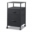 2 Drawer Mobile File Cabinet, Rolling Printer Stand With Open Storage Shelf, Fabric Vertical Filin