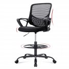 Mid-Back Mesh Drafting Chair - Tall Office Chair With Armrest Standing Desk Chair Counter Height W