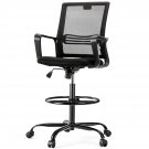 Drafting Chair - Tall Standing Office Desk Chair With Adjustable Foot Ring, Chair With Ergonomic L