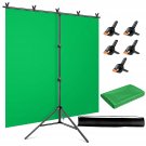 Green Screen Backdrop Kit With Stand 5Ft X 6.5Ft, Green Backdrop Stand With T-Shape Background Sup