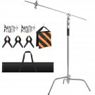 C Stand With Boom Arm Heavy Duty Light Stand 10.8Ft/330Cm 100% Stainless Steel C Stand With 4.2Ft/