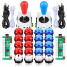 2 Player Arcade Games Diy Kit Parts 2 Ellipse Oval Joystick Handles + 20 Led Lit Arcade Buttons (R