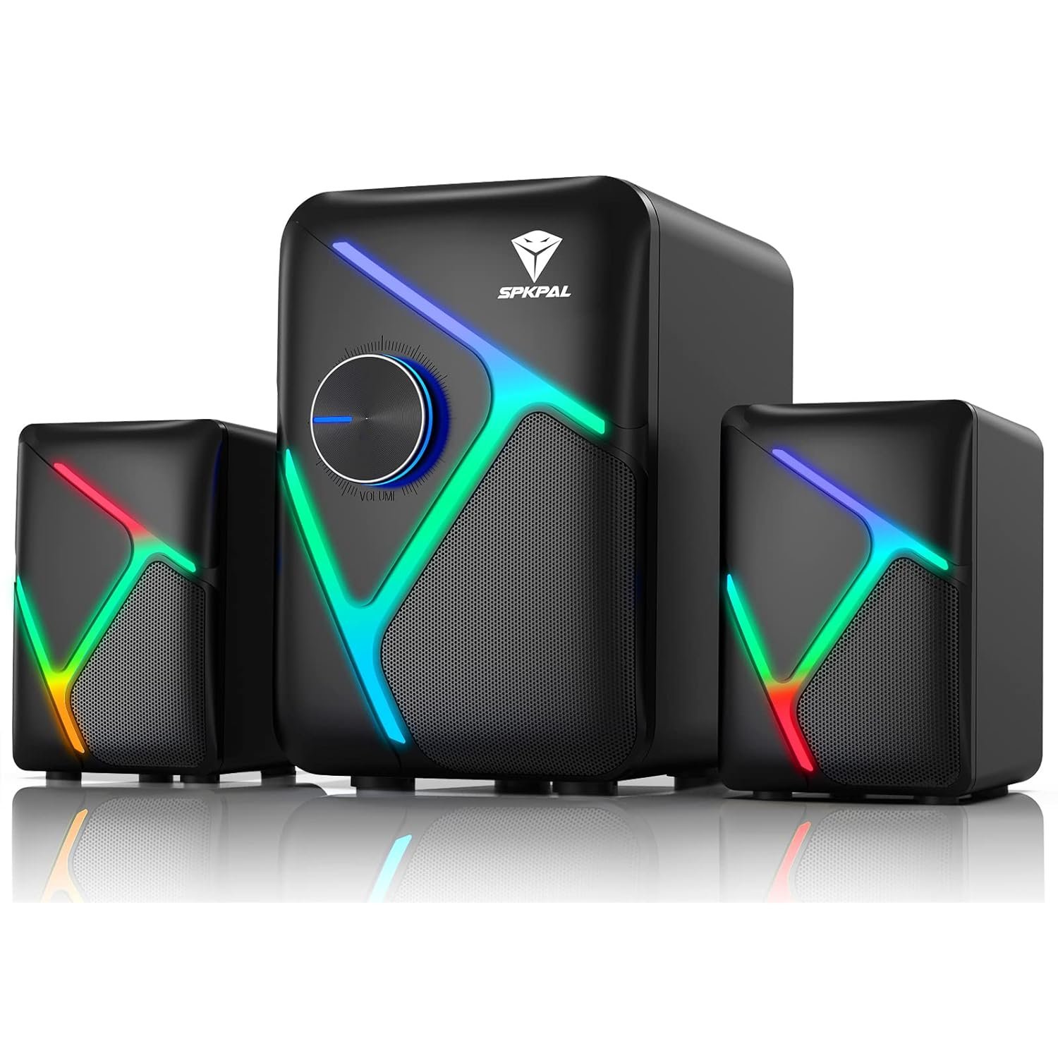 Marboo Computer Speakers With Subwoofer,2.1 PC Speakers For Desktop,Laptop,Monitor,Tablets. B-Powered And 3.5mm-Aux Connection With LED Light. 2.1 Stereo