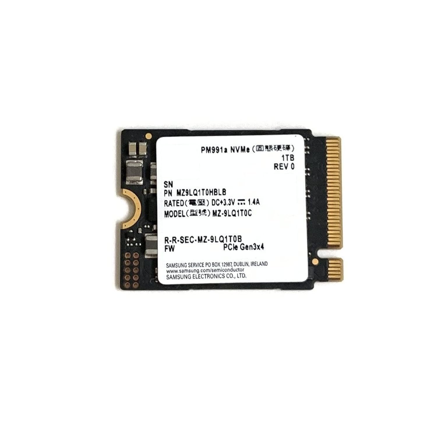 SAMSUNG 1TB SSD M.2 2230 30mm PM991a NVMe PCIe Gen3 x4 MZ9LQ1T0HBLB Solid State Drive for Surface