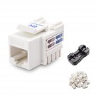 Cable Matters UL Listed 25-Pack RJ45 Keystone Jack in White and Keystone Punch-Down Stand