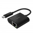 Belkin USB C To Ethernet + Charge Adapter - Gigabit Ethernet Port Compatible with USB C Devices -