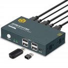 Kvm Switches 2 Port 4K@60Hz, Kvm Switch Hdmi Share Usb 2.0 Devices With 4 Usb Hubs, 2 Computers 1