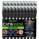 GearIT Cat 6 Snagless Patch Ethernet Cable, 3 Feet (20 Pack) - Black