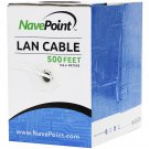 NavePoint Cat6 (CCA), 500ft, White, Solid Bulk Ethernet Cable, 550MHz, 23AWG 4 Pair, Unshielded Tw