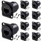 10Pcs D-Type Rj45 Coupler, Shielded Rj45 Panel Mount Connector, Cat6/Cat5E/Cat5 Female To Female L